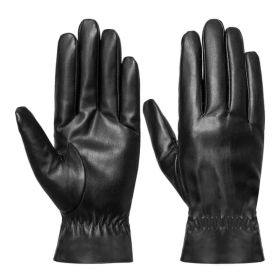 Unisex Leather Winter Warm Gloves Outdoor Windproof Soft Gloves Cycling Skiing Running Cold Winter Gloves (Option: Black-M)