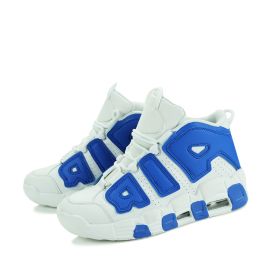 Men and women with the same fashion sneakers couple high top thick sole basketball shoes 36-45 (Color: White blue, size: 40)