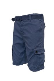 Weiv Mens Belted Cargo Shorts Pockets and Belt (Color: Navy, size: 36)