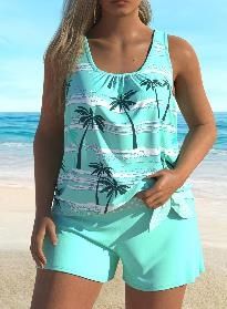 Girls Swimsuit Two Piece Bathing Suits Racerback Swimwear with Shorts Sport Kids Teen Beach Wea (Plus size: 3xl)