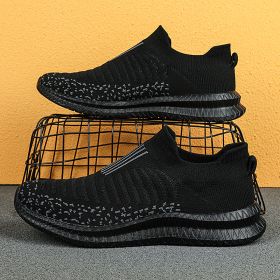 Men Shoes Lightweight Sneakers Men Fashion Casual Walking Shoes Breathable Slip on wear-resistant Mens Loafers Zapatillas Hombre (Color: Black, size: 42)
