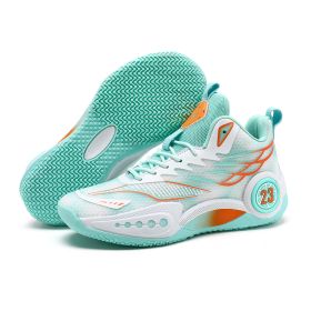 New men's and women's fashion trends comfortable breathable basketball sneakers outdoor men's sneakers 35-45 (Color: White moon, size: 45)