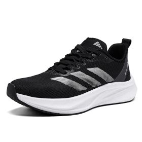Summer new couple carbon plate sports shoes Breathable running sports shoes fashion men's and women's sports shoes (Color: Black and white, size: 39)