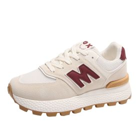 New comfortable fashion women's shoes Gump shoes fashion breathable casual sports women's shoes 35-40 (Color: Beige, size: 37)